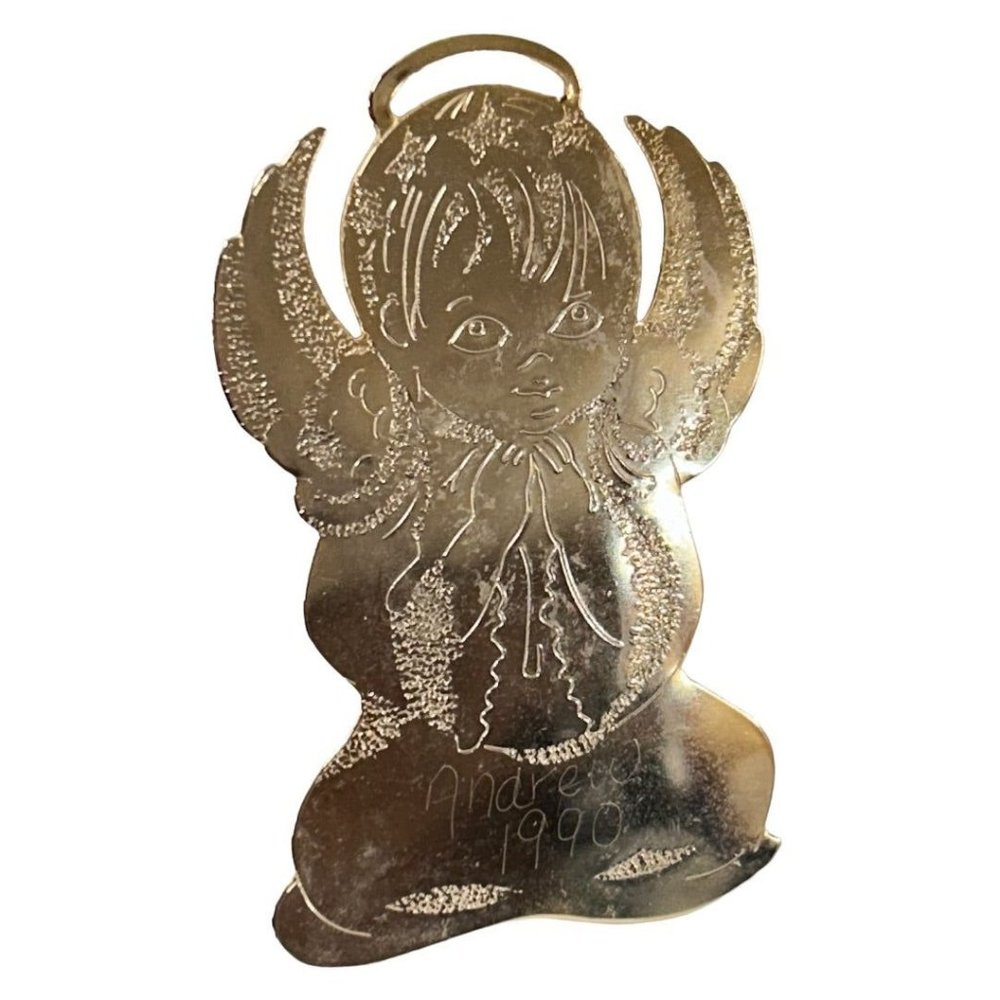 Goldtone Gloria Duchin Angel Ornament Gloria Duchin 1984 Inscribed "Andrew 1990"